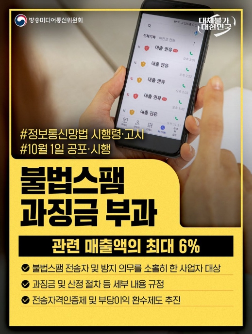 방송미디어통신위원회, 불법스팸 과징금 부과