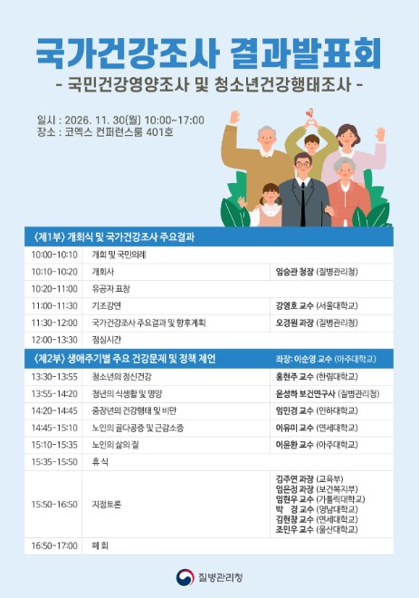 질병관리청, '2025년 국민건강영양조사' 결과 발표