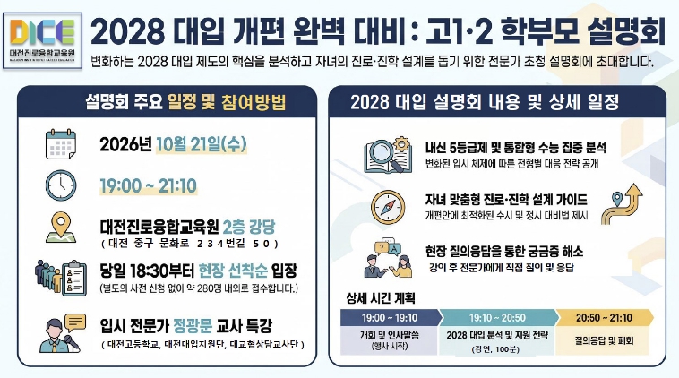 대전광역시교육청 2028 대입 개편, 내신 5등급제와 통합형 수능 분석으로 대비한다