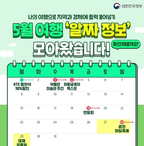 문화체육관광부, 5월 여행, ‘알짜정보’ 확인하세요!