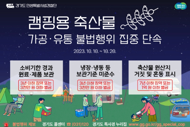 경기도 특사경, 캠핑용 축산물 가공·유통 불법행위 집중단속