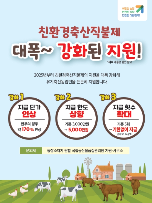 농식품부, 친환경축산직불금 이제 평생 받으세요!